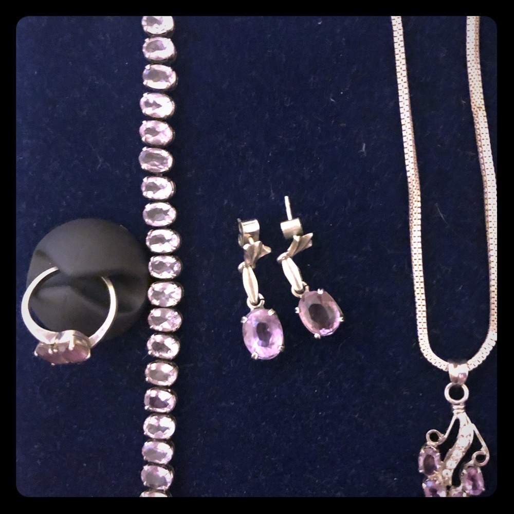 Amethyst and sterling silver jewelry set